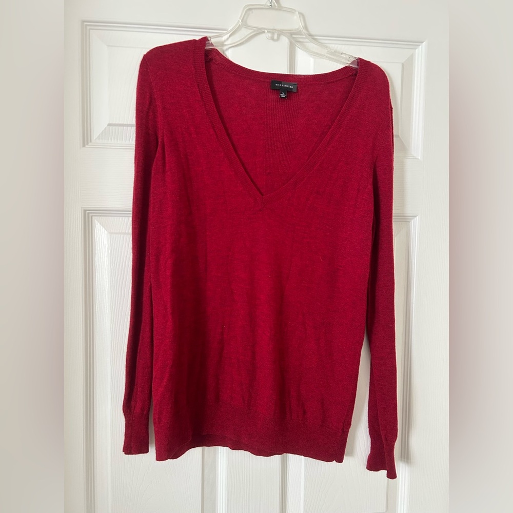 The Limited Deep Red V-Neck Sweater